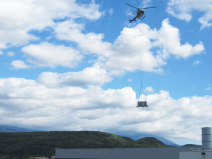 Exhaust unit transport with helicopters - Blowtherm comissioning