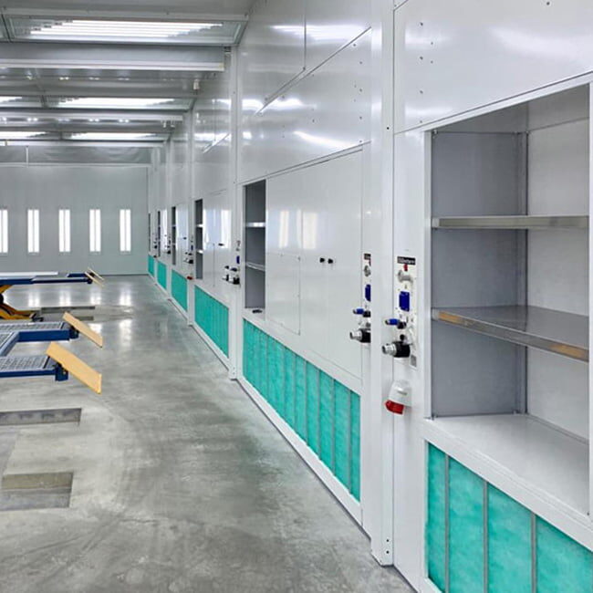 Parete attrezzata aspirazione frontale